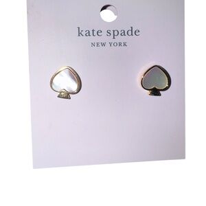 Kate Spade Cream and Gold Spade Earrings NWT